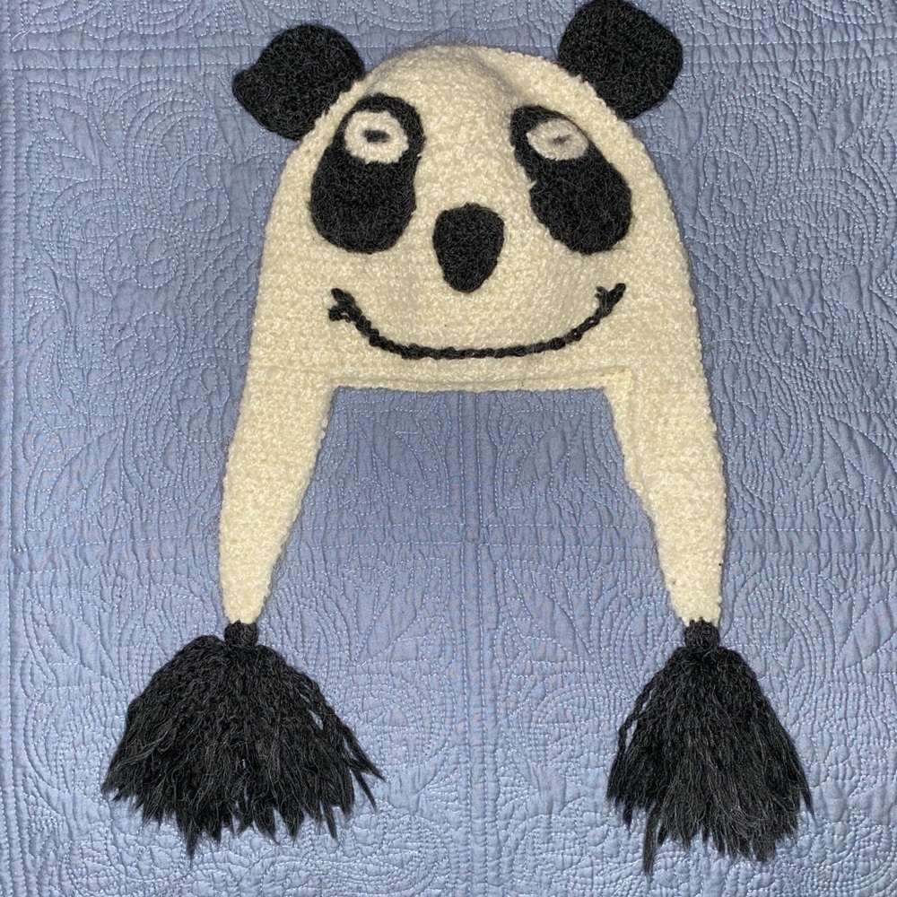 Hand Knit Panda Winter Hat
